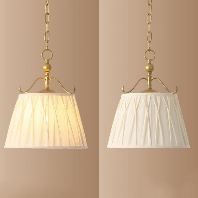 White Tapered Shade Pendant Light 1 Light Traditional Fabric Suspension Light for Hotel Villa