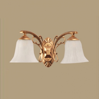 1/2 Lights Bell Shade Wall Sconce Light Frosted Glass Sconce Lamp in White for Bedroom Foyer