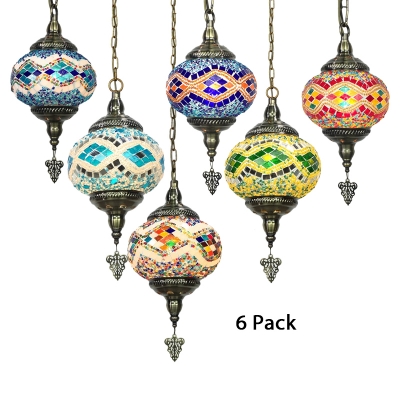 1/6 Pack Cafe Lantern Hanging Light Stained Glass 1 Light Mosaic Suspension Light(not Specified We will be Random Shipments)