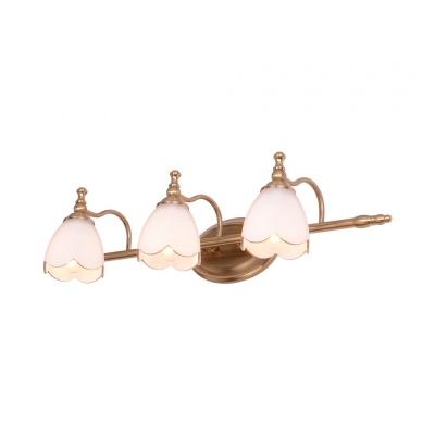 2/3/4 Lights Flower Vanity Light Rust-Proof Opal Glass Wall Lamp in Brass for Dressing Room