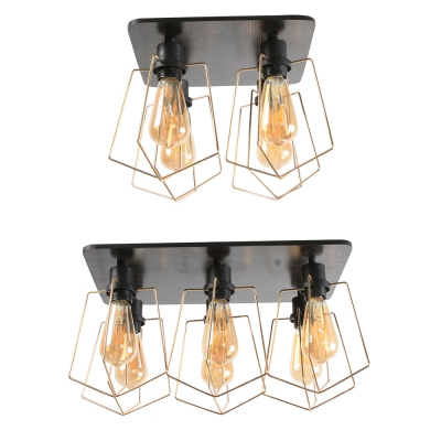 4/6 Lights Square Canopy Ceiling Mount Light Industrial Glass Edison Bulb Ceiling Light for Living Room