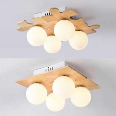 Creative Puzzle LED Flush Mount Light Opal Glass 4 Heads White Ceiling Lamp for Kid Bedroom