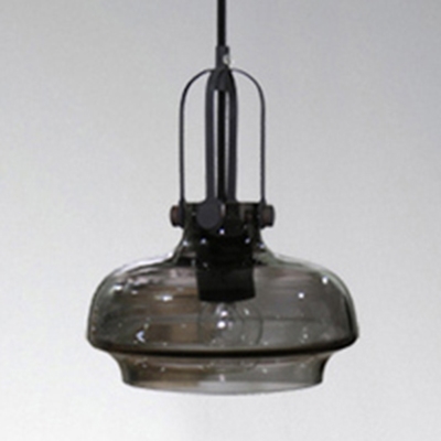 Contemporary Clear Glass Pendant Light Black Finish Mini Pendant Round Shade