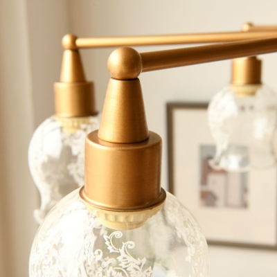 6 Lights Bucket/Bud Semi Flush Ceiling Light Modern Glass Ceiling Lamp in Brass for Living Room