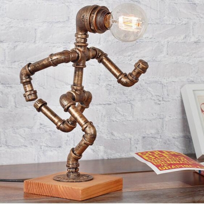 Antique Style Robot Desk Light Metal 1 Light Bronze Reading Light for Cafe Restaurant