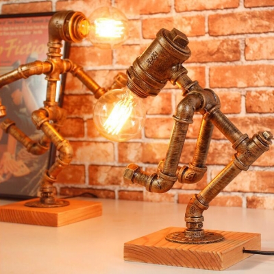 Antique Style Robot Desk Light Metal 1 Light Bronze Reading Light for Cafe Restaurant