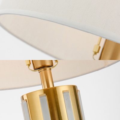 Bedroom Eye Caring Desk Light Fabric & Metal 1 Light Art Deco Brass Reading Light