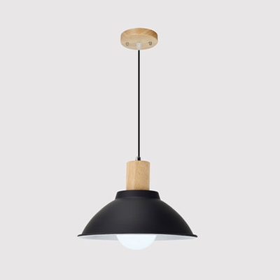 Black Bowl Shade Pendant Light 1 Light Vintage Style Aluminum Hanging Light for Kitchen