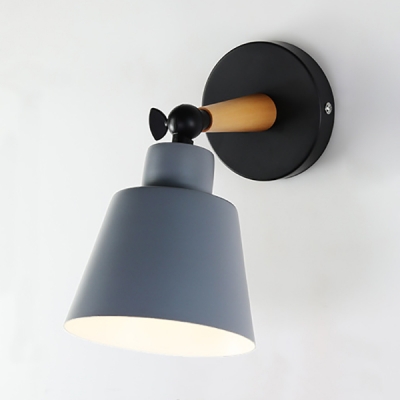Bucket Dining Room Wall Lamp Metal 1 Light Modern Macaron Color Sconce Light with Adjustable Angle