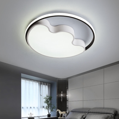 Contemporary Black/White Ceiling Light Slim Panel Acrylic LED Flush Mount Light for Hotel