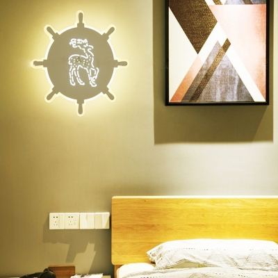 Creative Rudder LED Sconce Wall Light Acrylic White Sconce Lamp in Warm for Boy Girl Bedroom