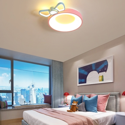 Cute Round LED Flush Light with Bow/Cloud/Crown Acrylic Stepless Dimming Ceiling Light in Warm for Girl Bedroom