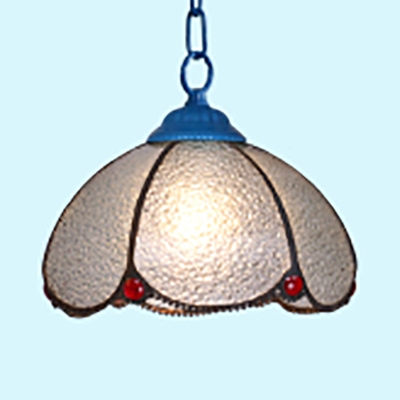 Dome Shade Bedroom Hanging Light Dimple Glass 1 Light Tiffany Contemporary Ceiling Pendant in Black/Blue