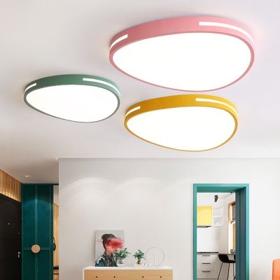 Egg Shape Bedroom Ceiling Lamp Acrylic Nordic Style Candy Colored LED Flush Mount Light