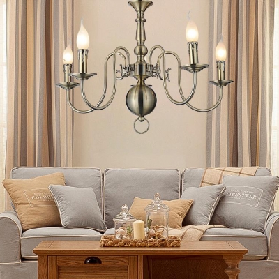 Flameless Candle Suspension Light 5 Lights Antique Style Chandelier Light for Living Room