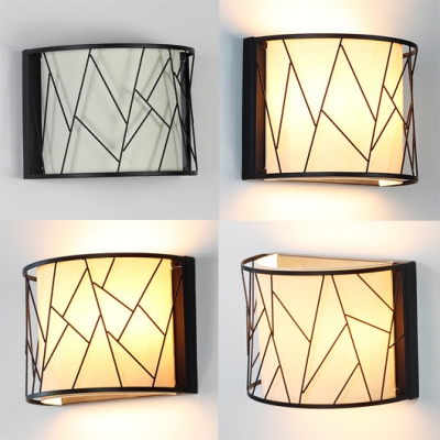 Frosted Glass Frame Wire Wall Light 2 Lights Traditional Sconce Light in White for Front Door