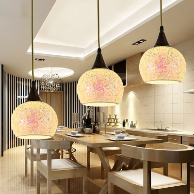 Glass Sphere Shade Pendant Light Restaurant 3 Lights Morocco Style Island Lamp in White