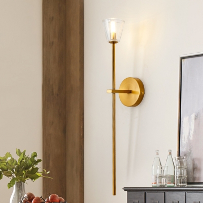 Globe/Tapered Shade Sconce Light 1 Light Simple Style Metal Wall Lamp in Brass for Hallway