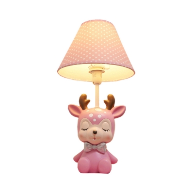 Lovely Bow Deer Reading Light Resin 1 Light Blue/Pink LED Desk Lamp with Plug In Cord for Kid Bedroom