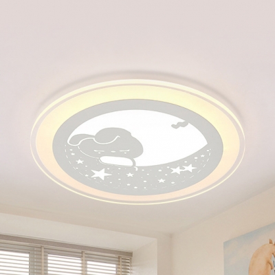 Lovely Sleeping Bunny Ceiling Mount Light Metal LED Flush Light in Warm/White for Child Bedroom