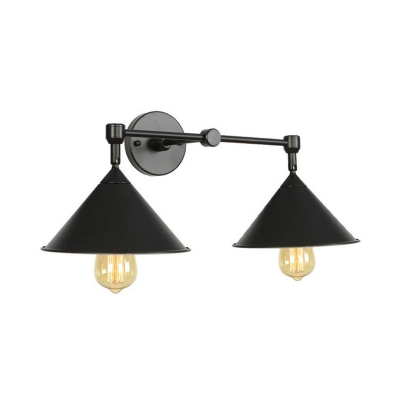 Macaron Loft Cone Wall Sconce 2 Lights Metal Sconce Light in Candy Color for Bedroom Bathroom