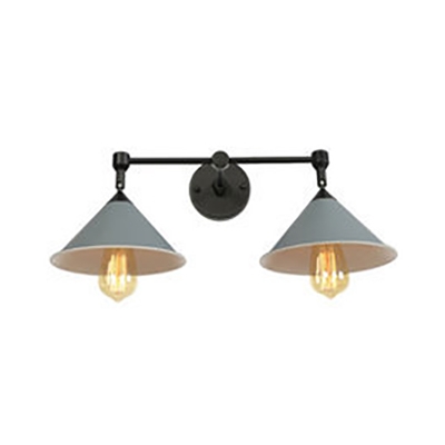 Macaron Loft Cone Wall Sconce 2 Lights Metal Sconce Light in Candy Color for Bedroom Bathroom