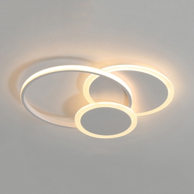 Metal Circle LED Flush Ceiling Light Contemporary Black/White Ceiling Fixture in Warm/White for Hallway