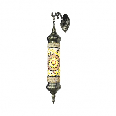 Moroccan Mosaic Tube Hanging Wall Light Stained Glass 1 Light Sconce Wall Lamp for Hotel Cafe