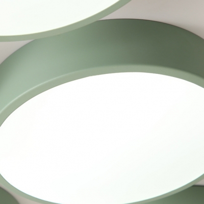 Nordic Style Round Ceiling Mount Light Acrylic 3 Heads Green/White LED Flush Mount Light for Child Bedroom