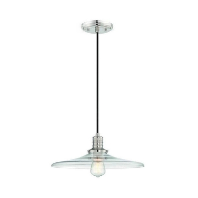 Single Light Saucer Pendant Light Antique Style Clear Glass Hanging Lamp for Kitchen Stair