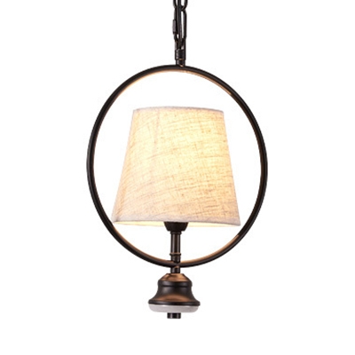 Tapered Shade Pendant Light Single Light Vintage Style Fabric Ceiling Light for Dining Room