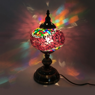 Vintage Plug-In Melon Table Lamp Metal Glass 1 Light Multi-Color Desk Light for Restaurant Bar