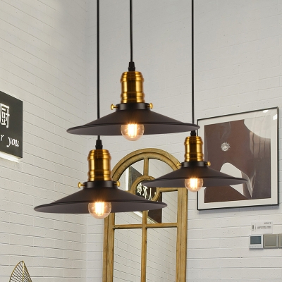 1/2/3 Pack Metal Saucer Pendant Light 1 Light Vintage Style Pendant Lamp in Black for Factory