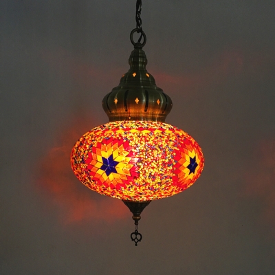 1/5 Pack Oval Hanging Lamp 1 Light Turkish Stained Glass Ceiling Light for Restaurant(not Specified We will be Random Shipments)