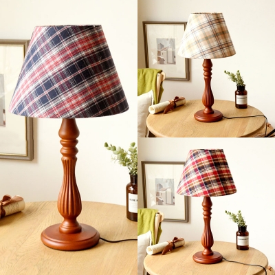 Light Antique Style Fabric Desk, Red Tartan Table Lamps