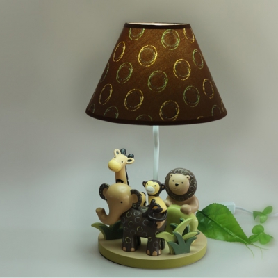 1 Light Tropical Animal Reading Light Cartoon Resin Desk Lamp in Brown for Child Bedroom