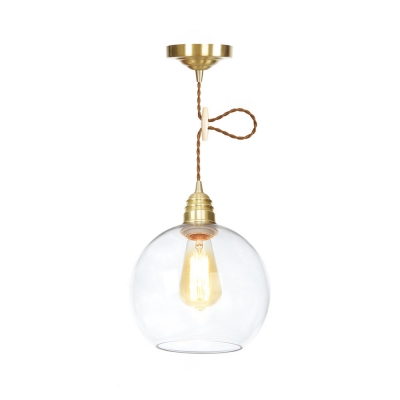 Simple Style Hanging Light Globe One Light Clear Glass Pendant Lamp for Living Room Bathroom