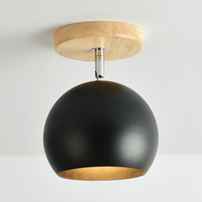 1 Light Globe Semi Flush Mount Light Modern Metal Ceiling Light in Black/Gray/White for Bedroom