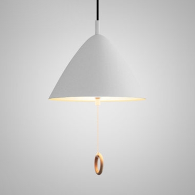 Aluminum Umbrella Shape Pendant Light One Light Nordic Style Hanging Light in Gray/White for Bedroom