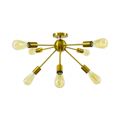 Modern Style Gold/Silver Ceiling Light Sputnik 8 Bulb Metal Flush Light for Living Room
