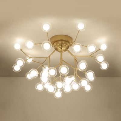 Modo Living Room Semi Flush Mount Light Glass 15/27/36/45 Lights Elegant Ceiling Light in Gold