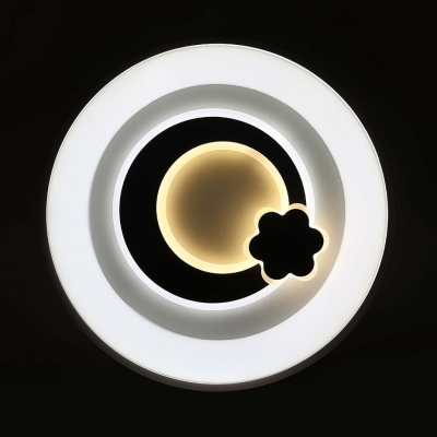 Acrylic Flower Round Ceiling Light Nordic Style Step Dimming Ceiling Lamp in White for Boy Girl Bedroom