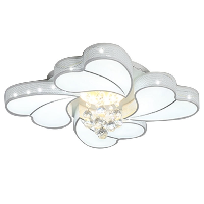 Acrylic Heart LED Ceiling Mount Light Kid Bedroom Modern Crystal Ceiling Fixture with White Lighting