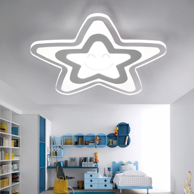 Acrylic Moon Star/Star Ceiling Mount Light Modern LED Flush Light in Warm/White for Study Room