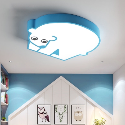 Acrylic Polar Bear Ceiling Mount Light Contemporary Flush Light with White Lighting for Kid Bedroom