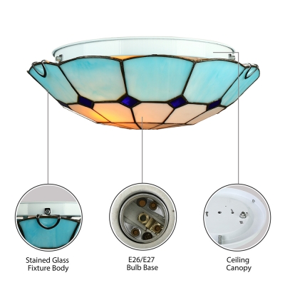 Brightly Hued Flush Mount Ceiling Light with 12