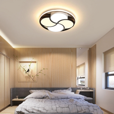 Cartoon Fan Shaped Flush Mount Light Acrylic Black & White LED Ceiling Lamp in Warm/White for Living Room