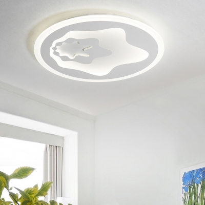 Cartoon Star LED Flush Mount Light Eye-Caring Acrylic White Ceiling Light in Warm/White for Teen