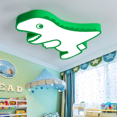 Child Bedroom Dinosaur Flush Mount Light Acrylic Cartoon Ceiling Lamp