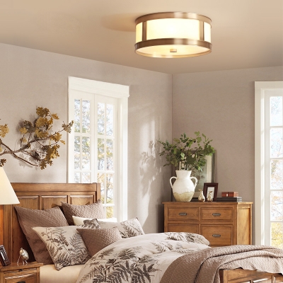 Contemporary Drum Ceiling Light 3/4 Lights Acrylic Flush Mount Light in White for Living Room
